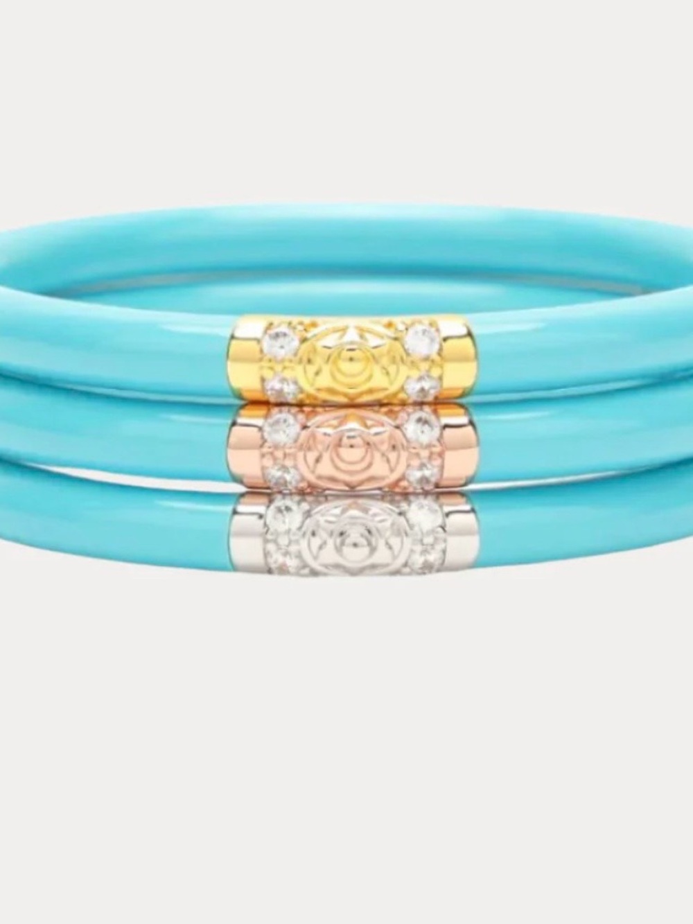 Buddha Girl Turquoise Three Kings Stackable Bracelet Set with Tri-Tone Accents